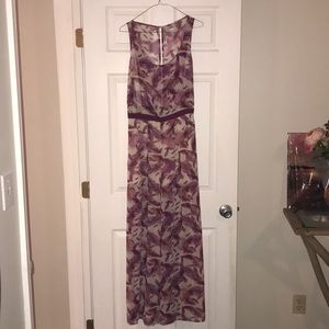 NWT feather print open back palazzo pant jumpsuit